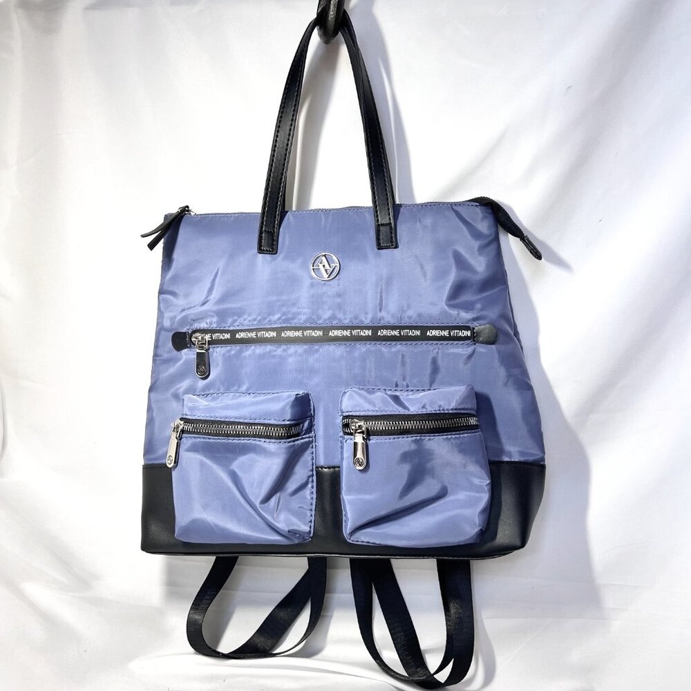 Adrienne Vittadini  Women's Back Pack/Purse/Bag-Stella Blue/Black-NWOT-Nylon-Cas
